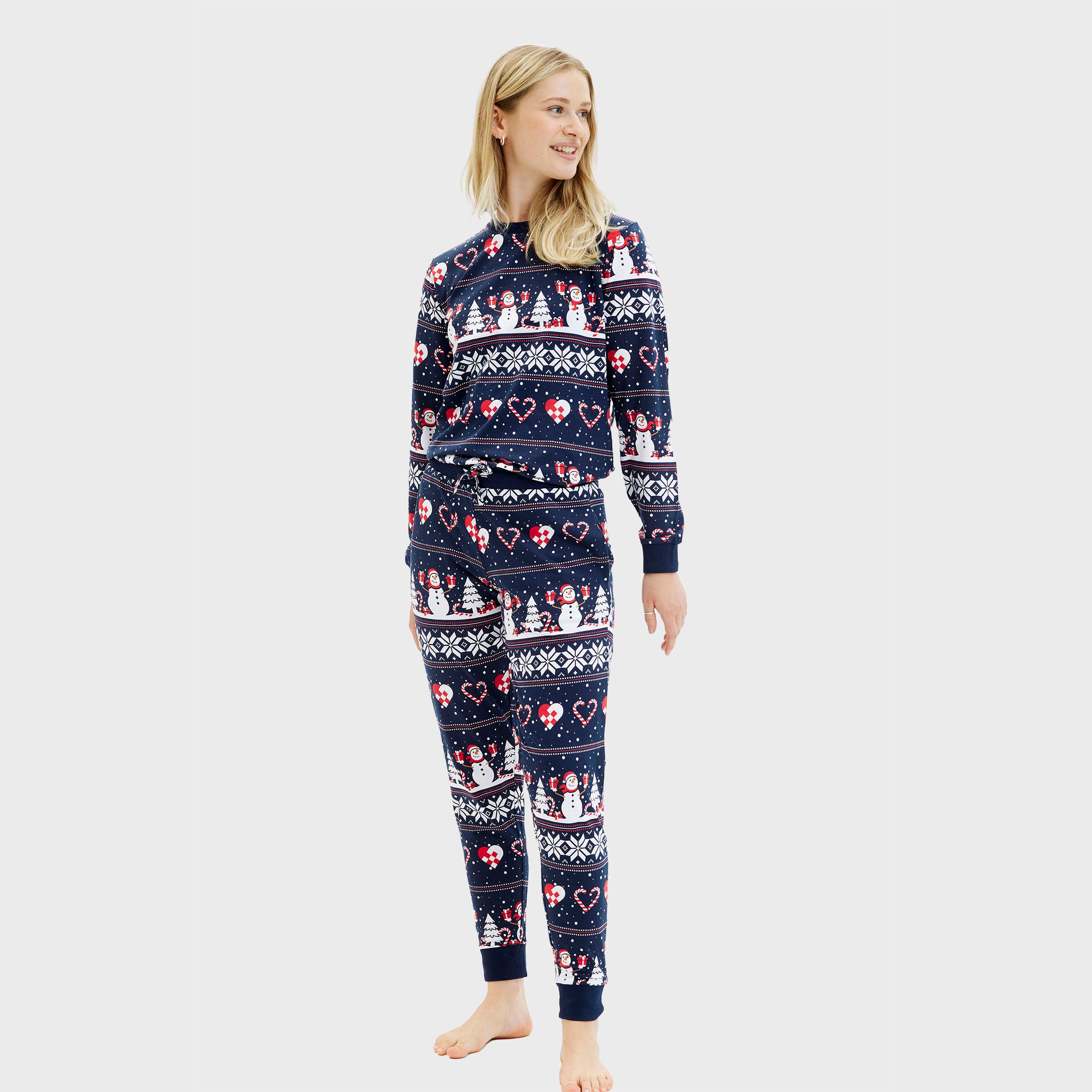 Kersthart Kerstpyjama Navy - Dames.